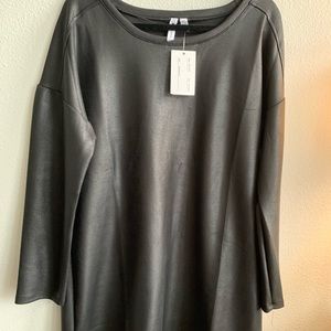 NWT Cable and Gauge black leather look tunic size XL